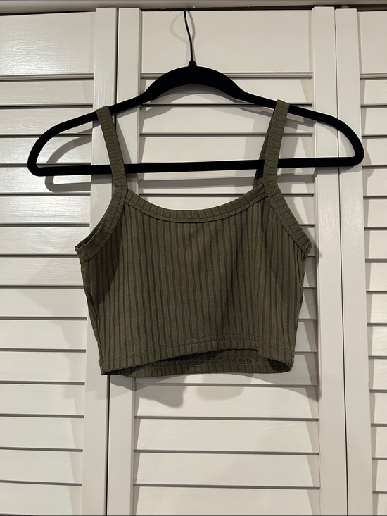 SHEIN Tops - SHEIN Olive Ribbed Crop Tank Size S - 4
